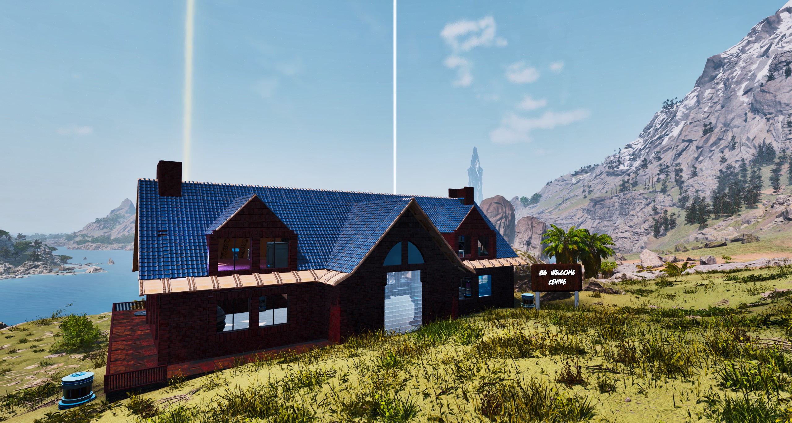 BG Gaming Welcome Centre on Ragnarok — exterior view of the public crafting hub built by Minxee